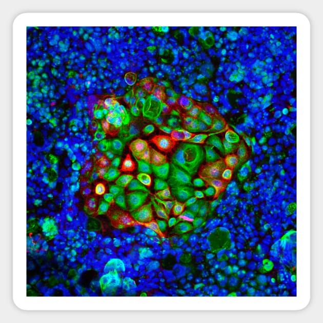 Colorectal cancer cells, light micrograph (C021/6371) Sticker by SciencePhoto